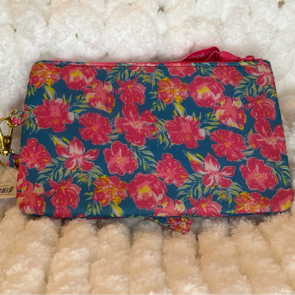 Simply Southern Floral Phone Wristlet with Pink and Blue - Picture 2 of 4